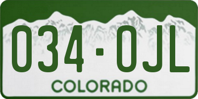 CO license plate 034OJL