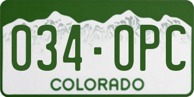 CO license plate 034OPC