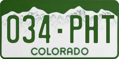 CO license plate 034PHT