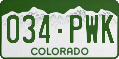 CO license plate 034PWK