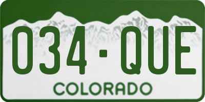 CO license plate 034QUE