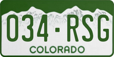 CO license plate 034RSG