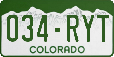 CO license plate 034RYT