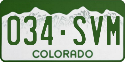 CO license plate 034SVM