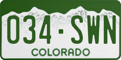 CO license plate 034SWN