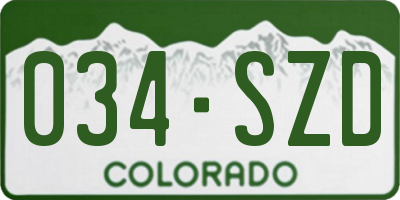 CO license plate 034SZD