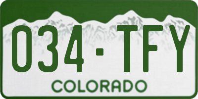 CO license plate 034TFY