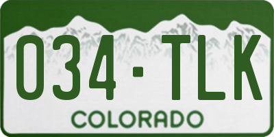 CO license plate 034TLK