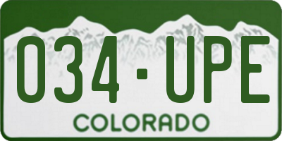 CO license plate 034UPE
