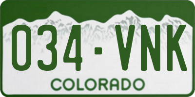 CO license plate 034VNK