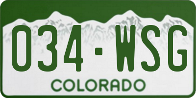 CO license plate 034WSG