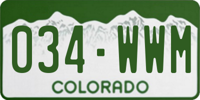 CO license plate 034WWM