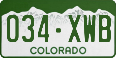 CO license plate 034XWB