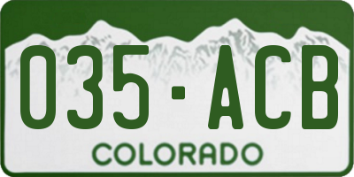 CO license plate 035ACB