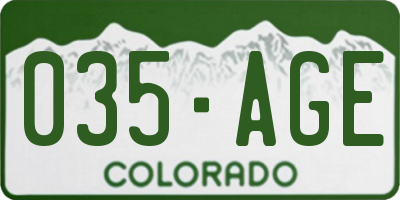 CO license plate 035AGE