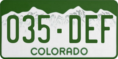 CO license plate 035DEF