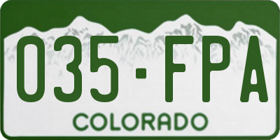 CO license plate 035FPA