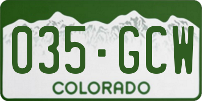 CO license plate 035GCW