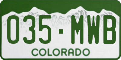 CO license plate 035MWB