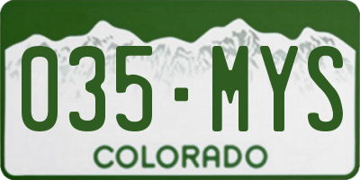 CO license plate 035MYS