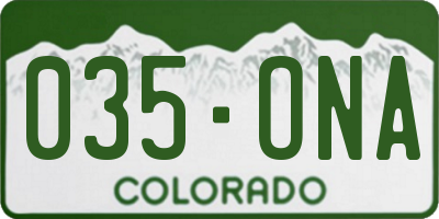 CO license plate 035ONA