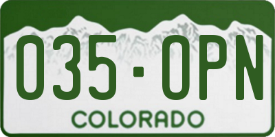 CO license plate 035OPN