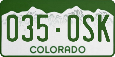 CO license plate 035OSK