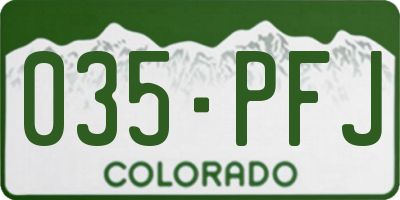 CO license plate 035PFJ