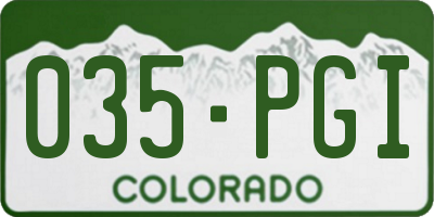 CO license plate 035PGI