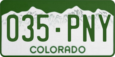CO license plate 035PNY