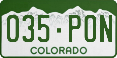 CO license plate 035PON