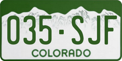 CO license plate 035SJF
