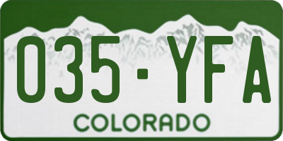 CO license plate 035YFA