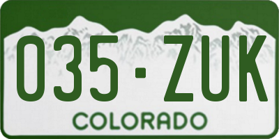 CO license plate 035ZUK