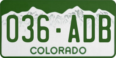 CO license plate 036ADB