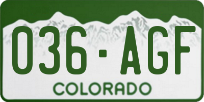 CO license plate 036AGF