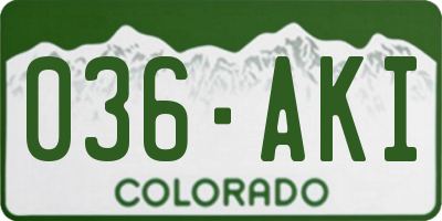 CO license plate 036AKI