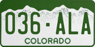 CO license plate 036ALA