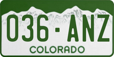 CO license plate 036ANZ