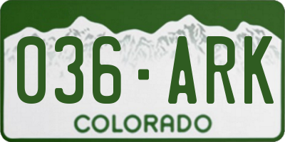 CO license plate 036ARK