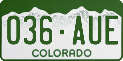 CO license plate 036AUE
