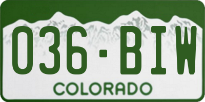 CO license plate 036BIW