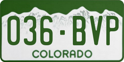CO license plate 036BVP