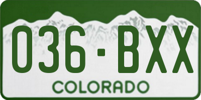 CO license plate 036BXX