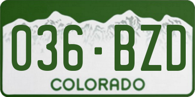 CO license plate 036BZD
