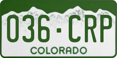 CO license plate 036CRP