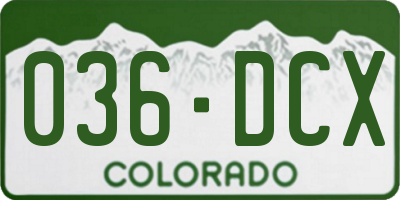 CO license plate 036DCX