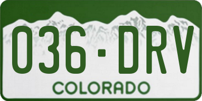 CO license plate 036DRV
