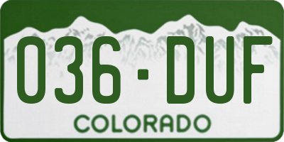 CO license plate 036DUF