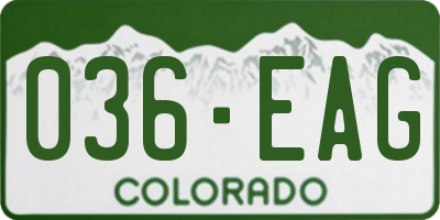 CO license plate 036EAG